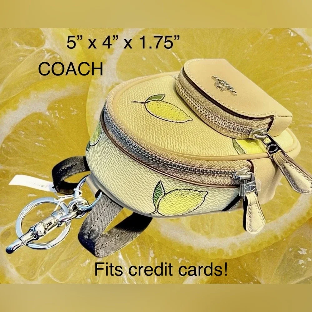 Coach CardHolder/KeyChain/BagCharm ADORABLE Lemon Micro-Mini Backpack NWT - Picture 1 of 15
